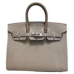 Hermes Birkin 25 Etoupe Epsom sellier palladium hardware