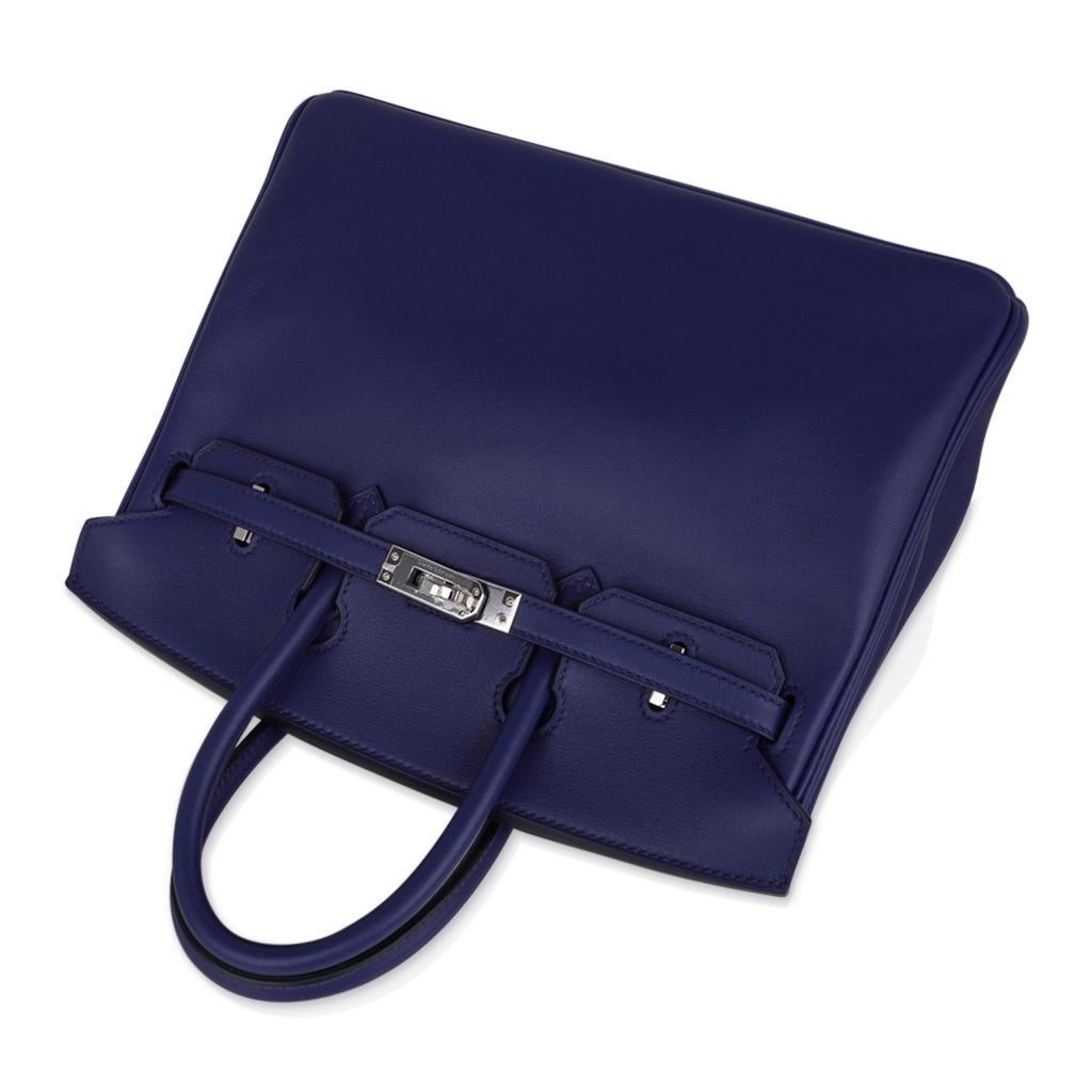 Hermes Birkin 25 Exotic Blue Sapphire (Bleu Saphir) Swift Leather Palladium In New Condition In Miami, FL