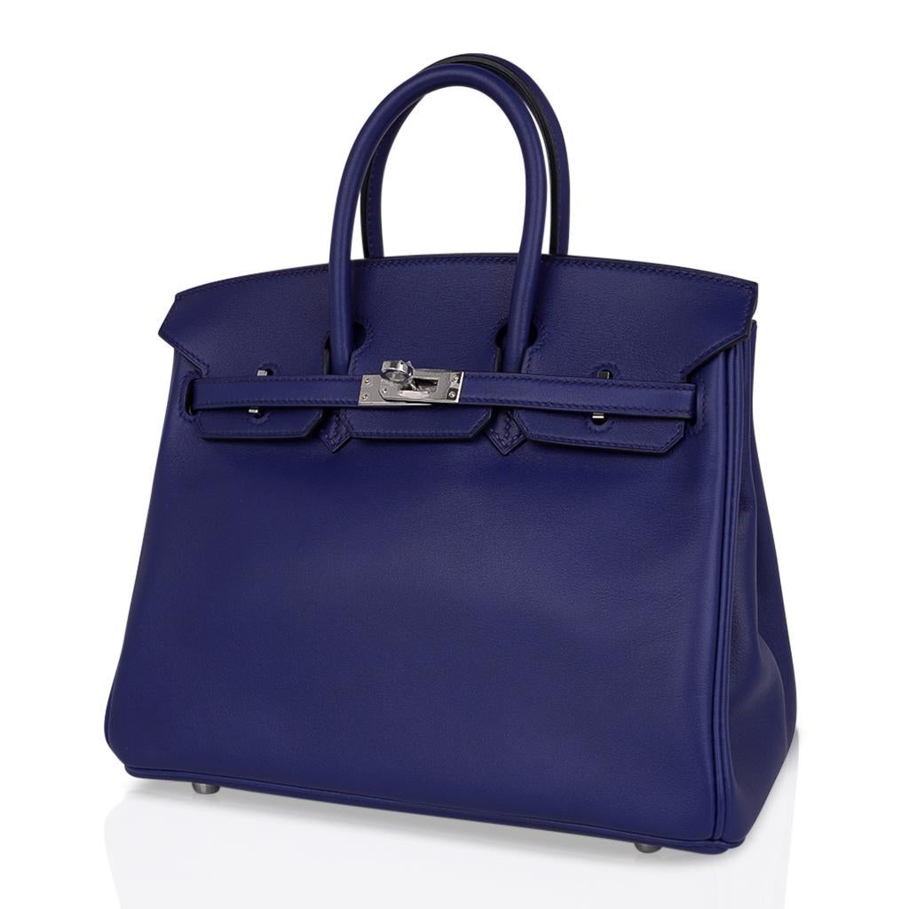Women's Hermes Birkin 25 Exotic Blue Sapphire (Bleu Saphir) Swift Leather Palladium