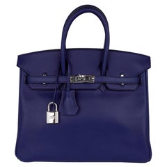 Hermes Birkin 25 Exotic Blue Sapphire (Bleu Saphir) Swift Leather Palladium