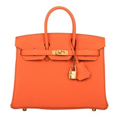 Hermes Birkin 25 Feu Orange Togo Gold Hardware