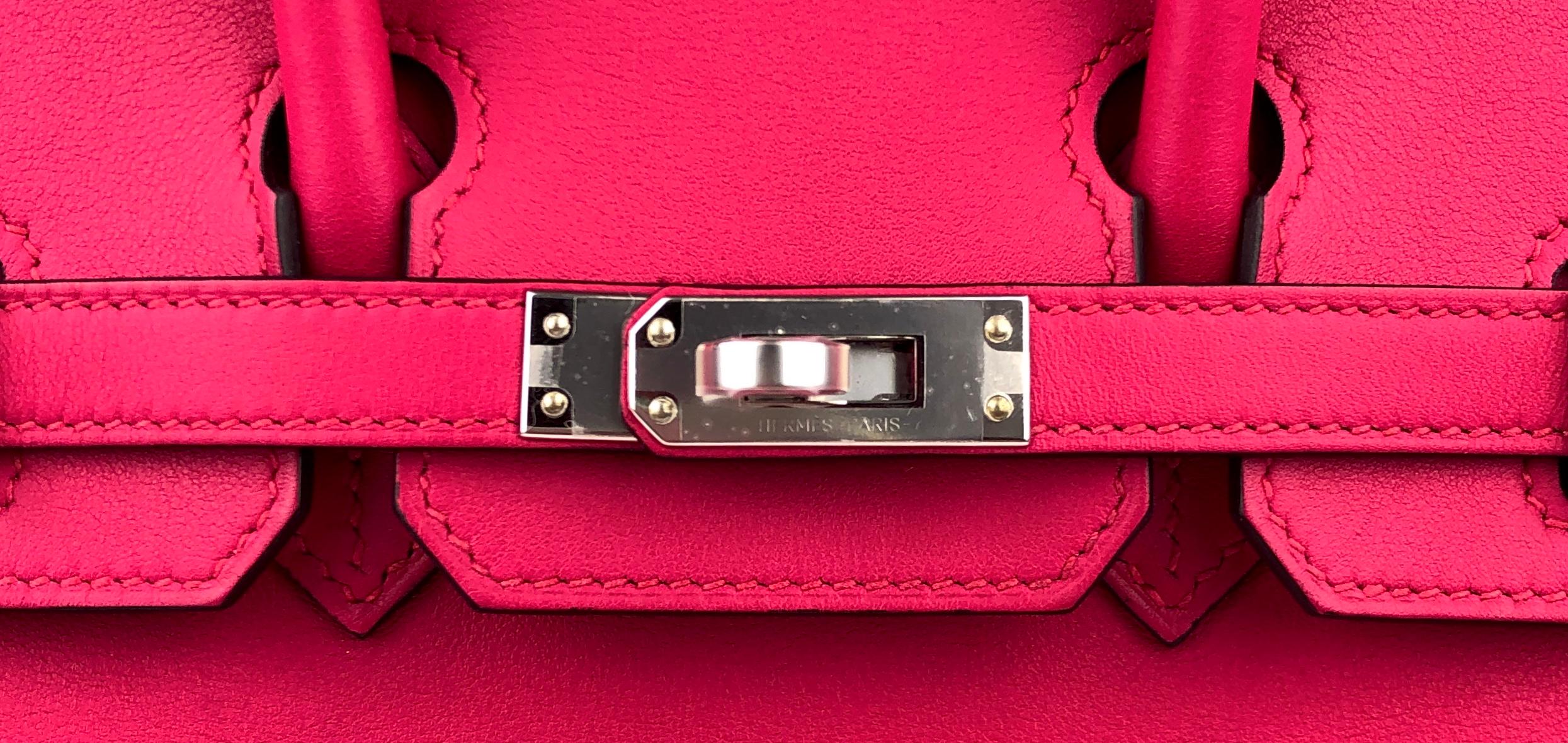 Hermes Birkin 25 Framboise Pink Red Leather Handbag Bag Palladium Hardware RARE In New Condition In Miami, FL