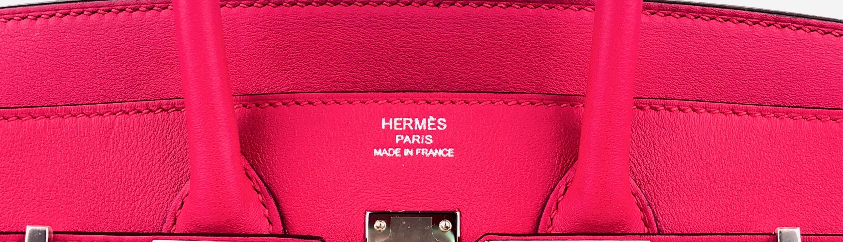 Women's or Men's Hermes Birkin 25 Framboise Pink Red Leather Handbag Bag Palladium Hardware RARE