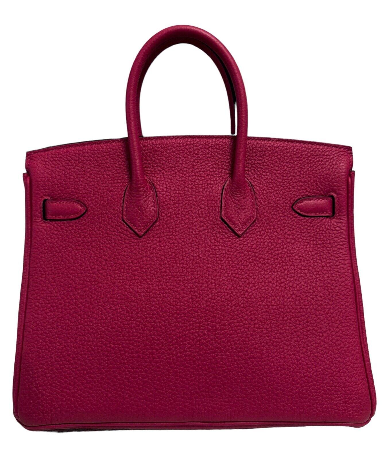 Women's or Men's Hermes Birkin 25 Framboise Pink Red Togo Handbag Palladium Hardware 2022