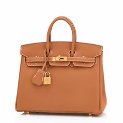 Hermes Birkin 25 Gold Camel Tan Bag Swift Gold Hardware Y Stamp, 2020