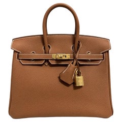 Hermes Birkin 25 Gold Tan Kamel Togo Leder Gold Hardware NEU