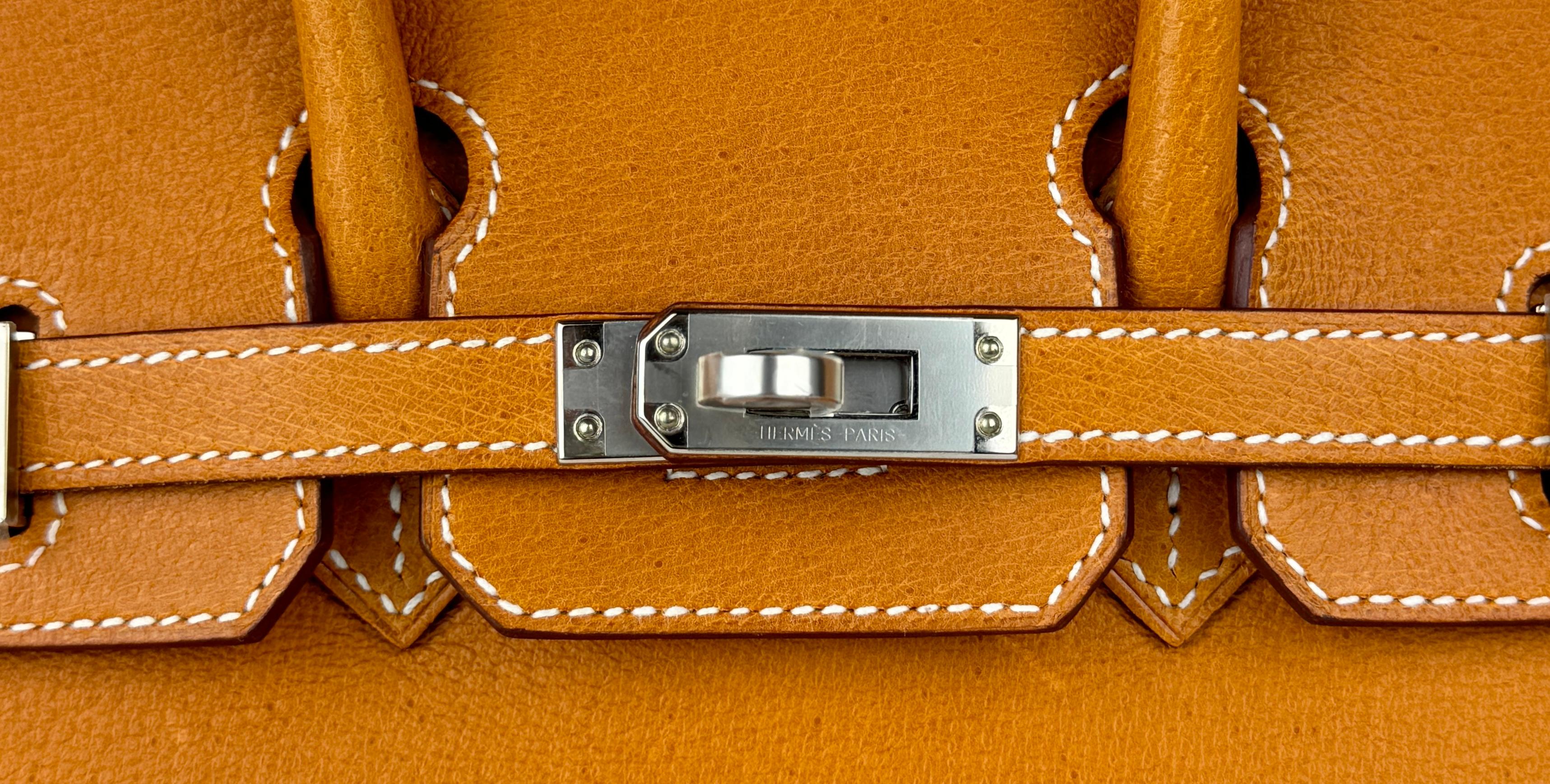 Hermes Birkin 25 Gold Tan Toffee Peau Porc Leather Palladium Hardware ULTRA RARE 1