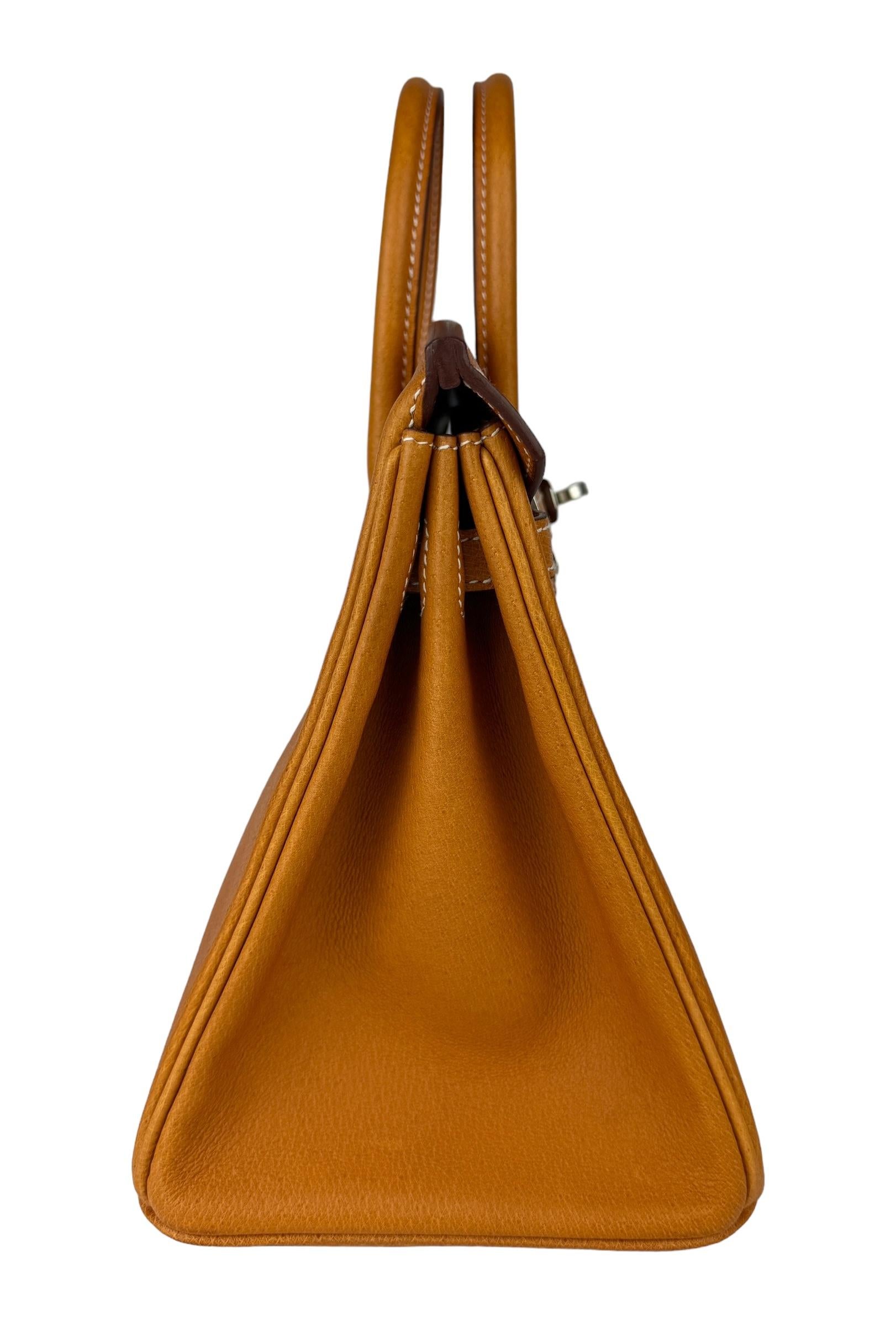 Hermes Birkin 25 Gold Tan Toffee Peau Porc Leather Palladium Hardware ULTRA RARE 3