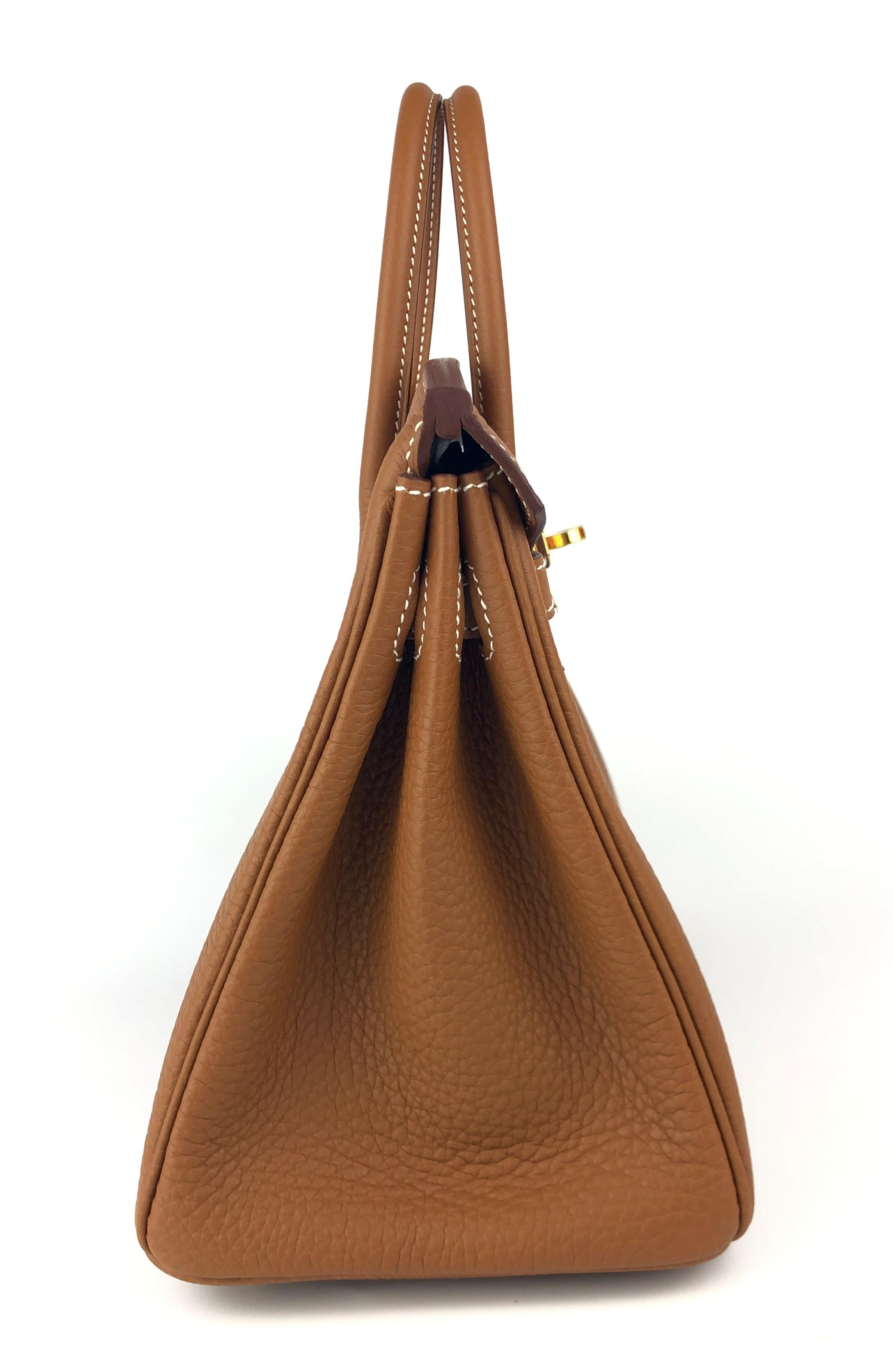 Hermes Birkin 25 Gold Tan Togo Leather Handbag Gold Hardware  For Sale 1