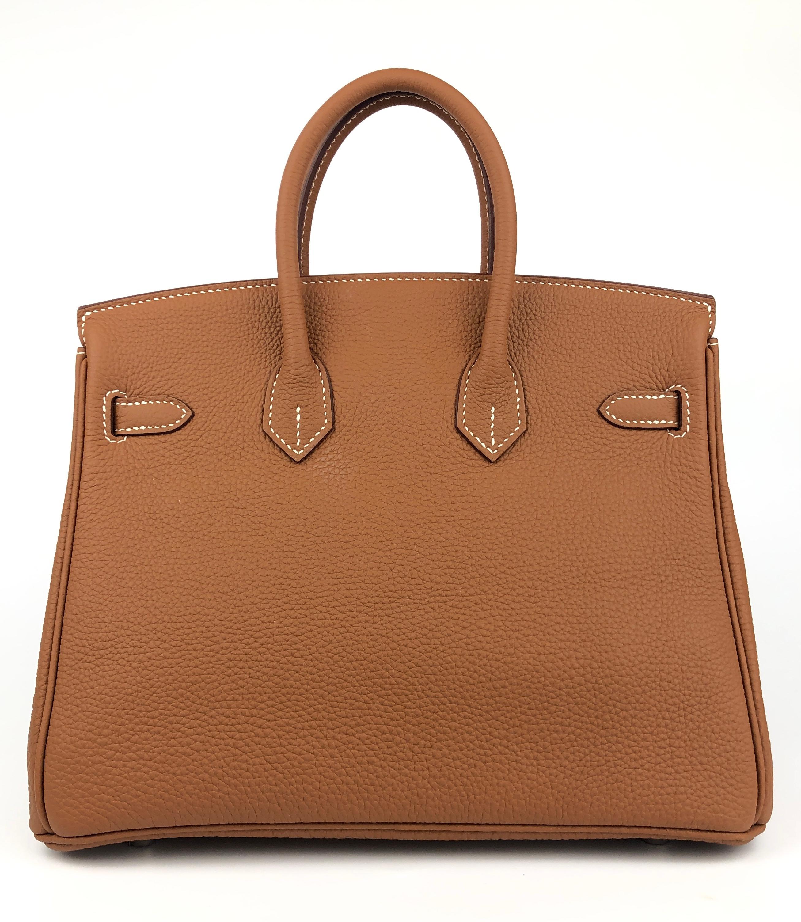 Hermes Birkin 25 Gold Tan Togo Leather Palladium Hardware 2021 Handbag Bag In New Condition In Miami, FL