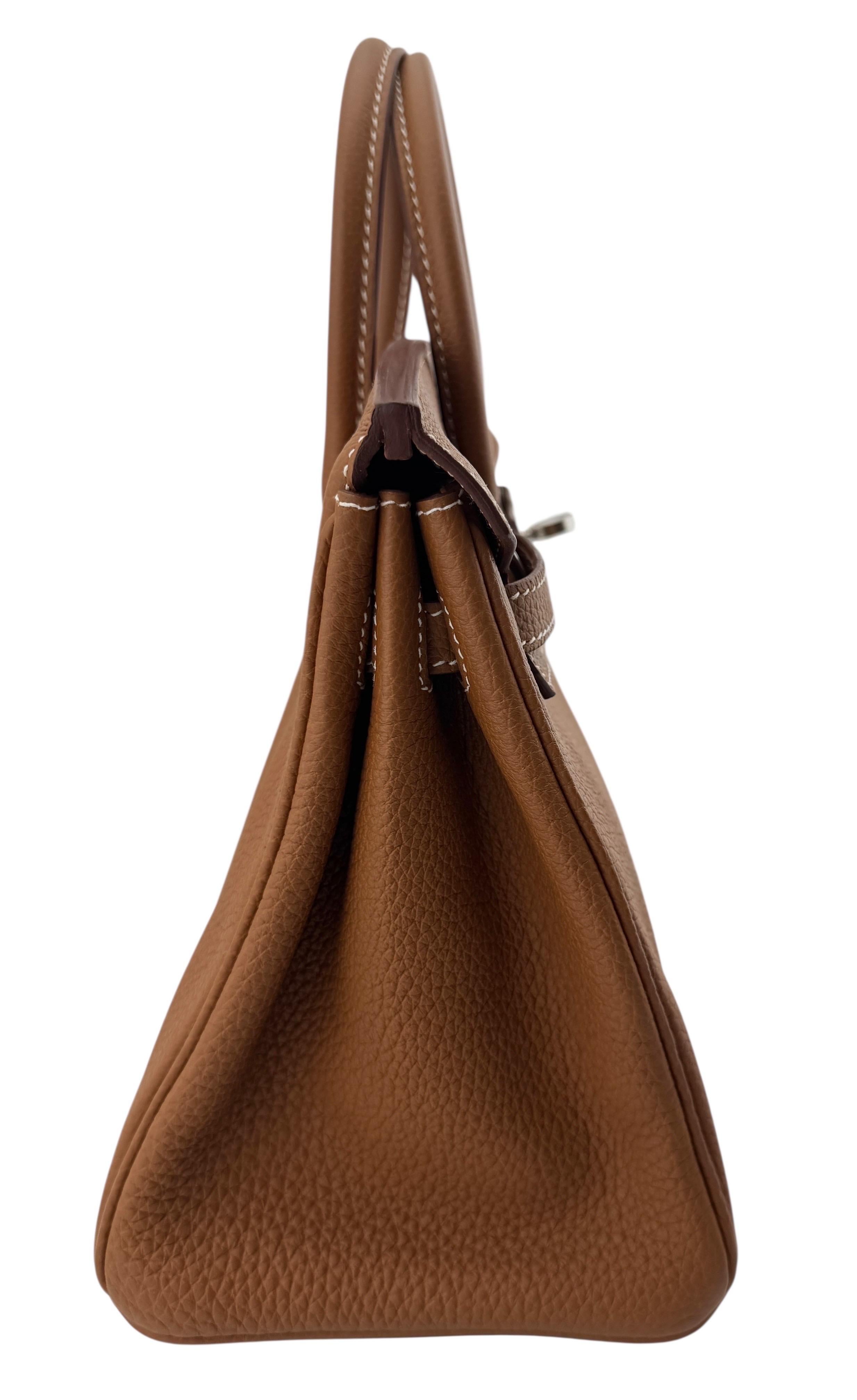 Hermes Birkin 25 Oro Tan Togo Pelle Palladium Hardware Borsetta in vendita 2