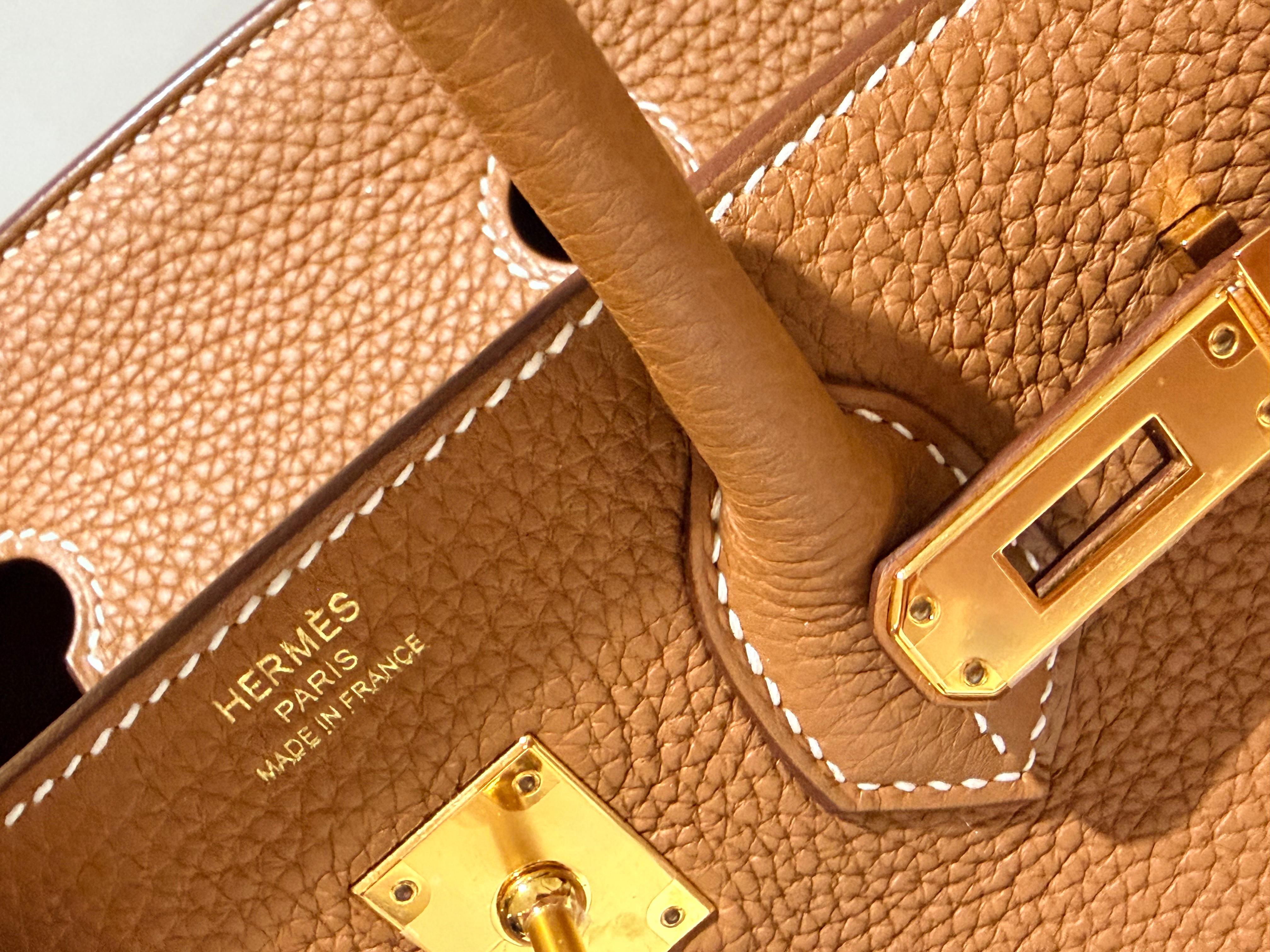 Hermes Birkin 25 Gold Togo Gold Hardware handbag en vente 3