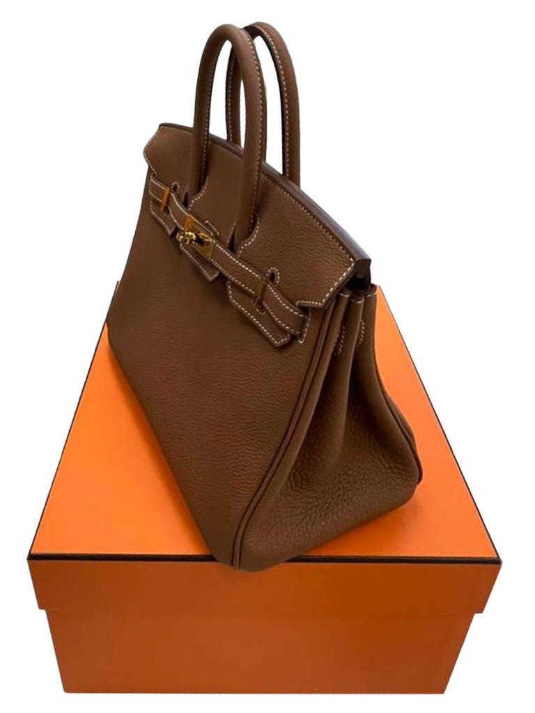 Hermes Birkin 25 Gold Togo Leather Gold Hardware 2025 Handbag en vente 6