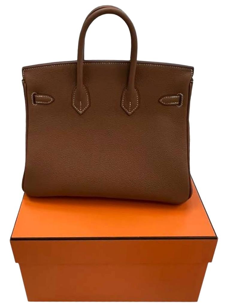 Hermes Birkin 25 Gold Togo Leather Gold Hardware 2025 Handbag en vente 10