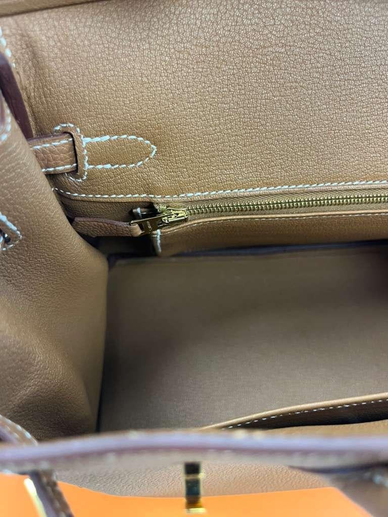 Hermes Birkin 25 Gold Togo Leather Gold Hardware 2025 Handbag en vente 14