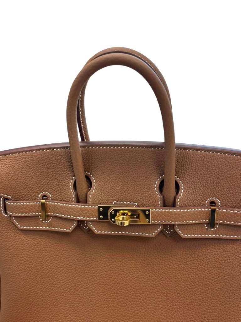 Hermes Birkin 25 Gold Togo Leather Gold Hardware 2025 Handbag en vente 3