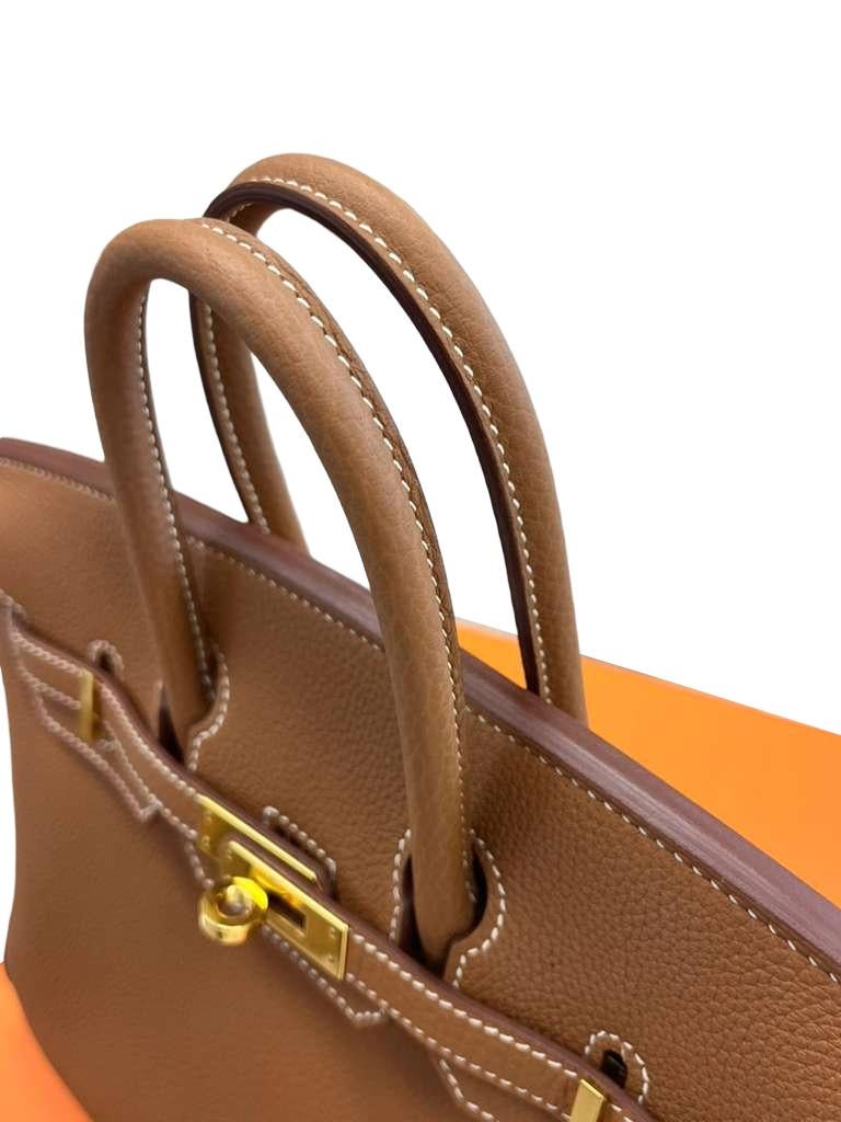Hermes Birkin 25 Gold Togo Leather Gold Hardware 2025 Handbag en vente 4