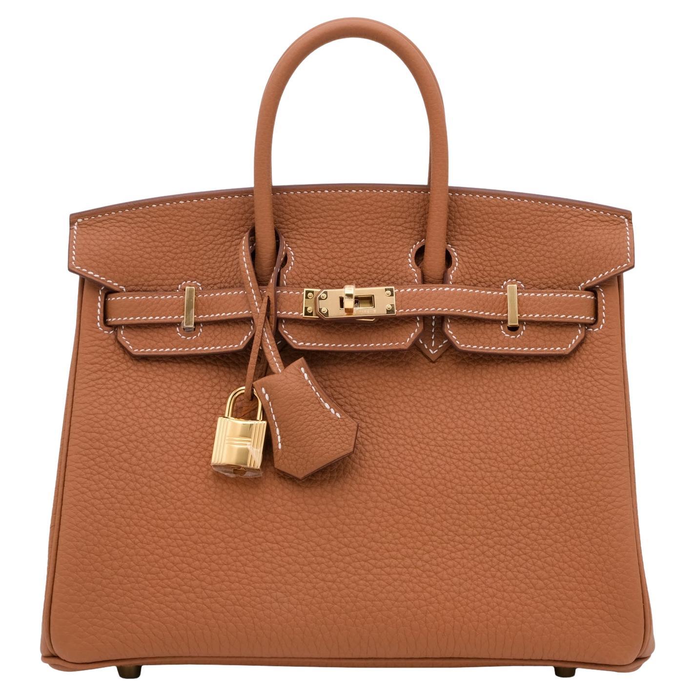 Hermes Birkin 25 Gold Togo Leather Gold Hardware 2025 Handbag en vente