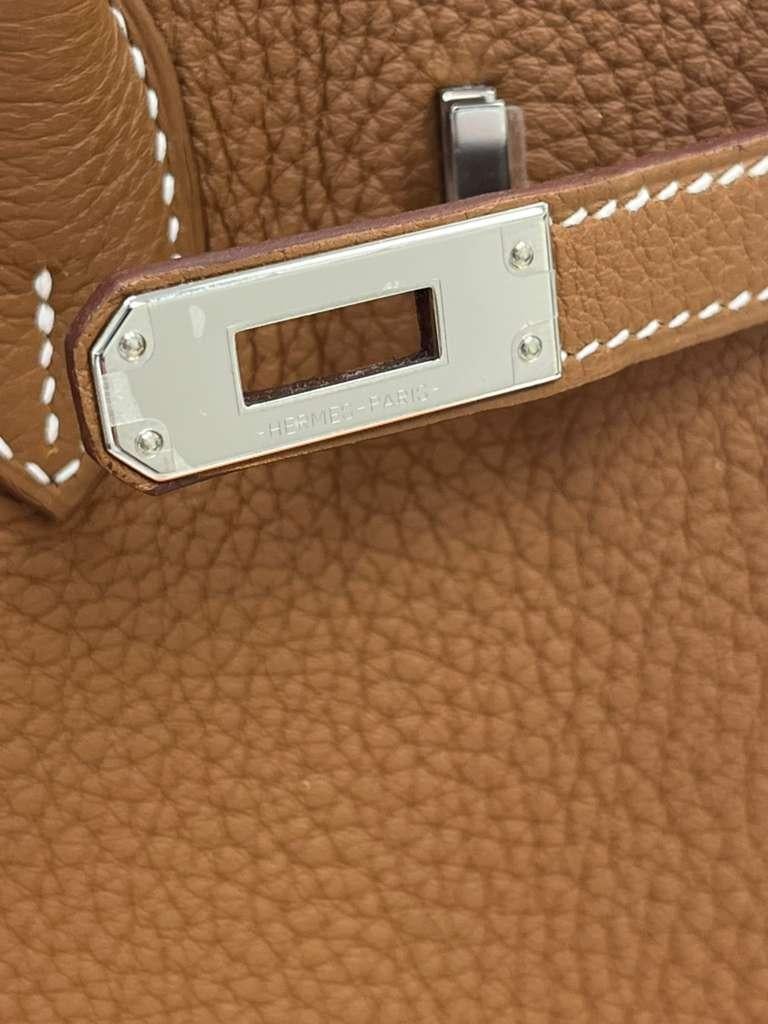 Hermes Birkin 25 Gold Togo Leather Palladium Hardware Handbag For Sale 5