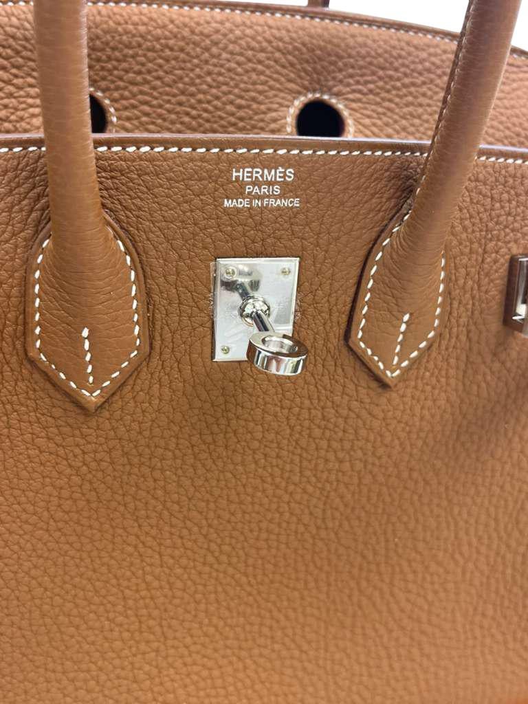 Hermes Birkin 25 Gold Togo Leather Palladium Hardware Handbag For Sale 6