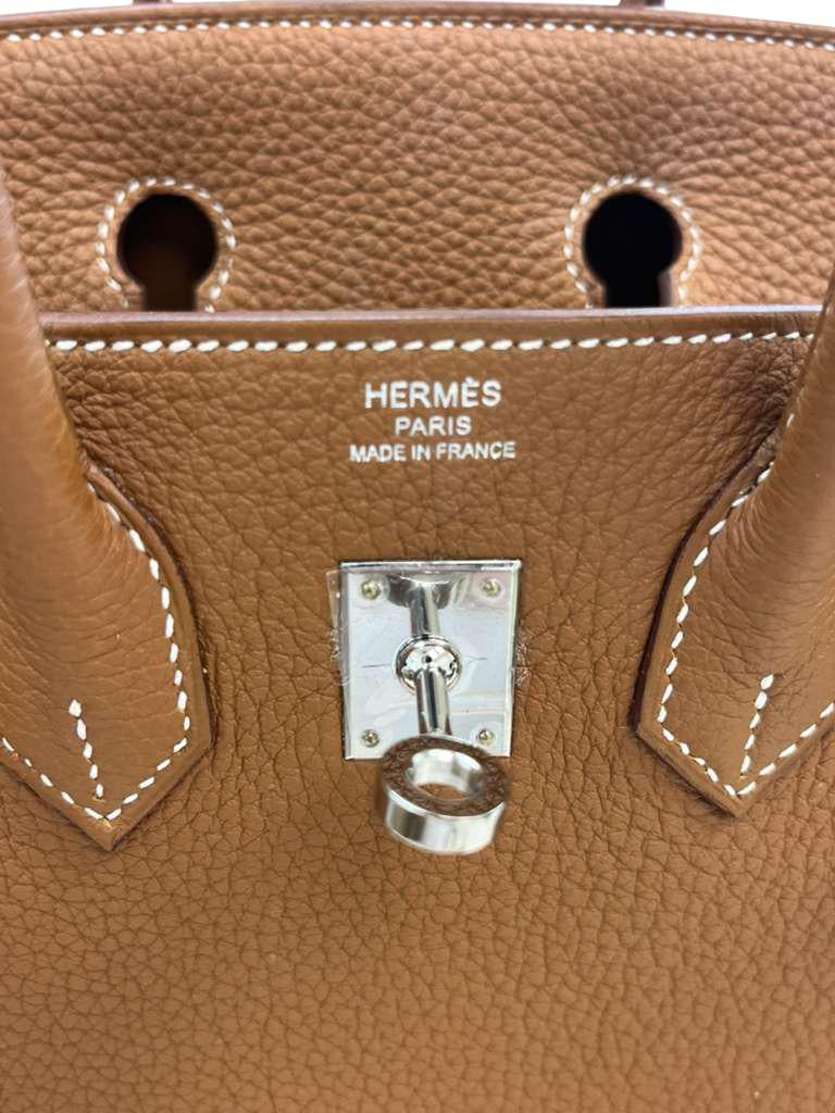 Hermes Birkin 25 Gold Togo Leather Palladium Hardware Handbag For Sale 7
