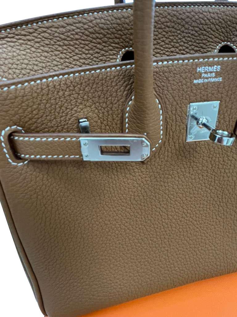 Hermes Birkin 25 Gold Togo Leather Palladium Hardware Handbag For Sale 8