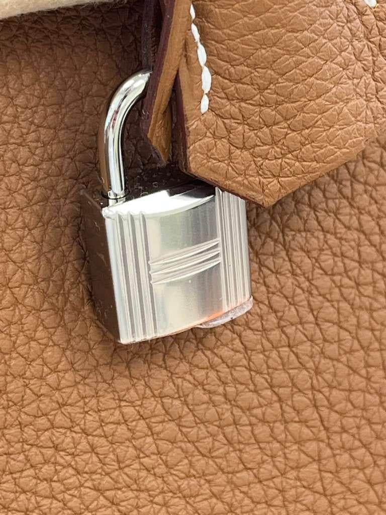 Hermes Birkin 25 Gold Togo Leather Palladium Hardware Handbag For Sale 9