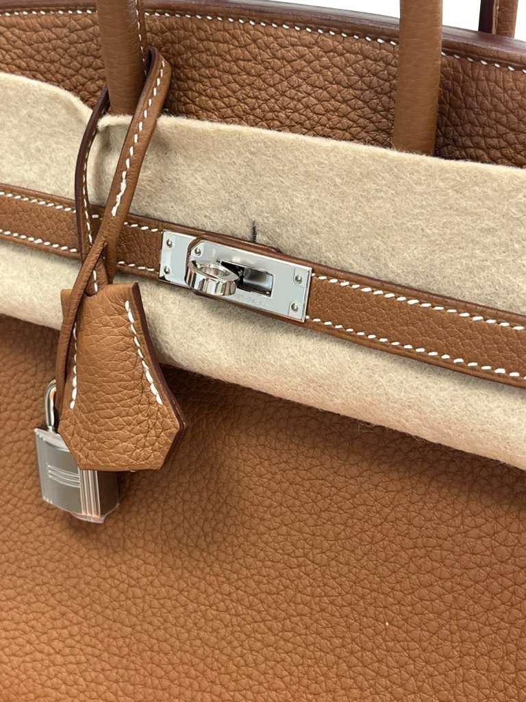Hermes Birkin 25 Gold Togo Leather Palladium Hardware Handbag For Sale 10