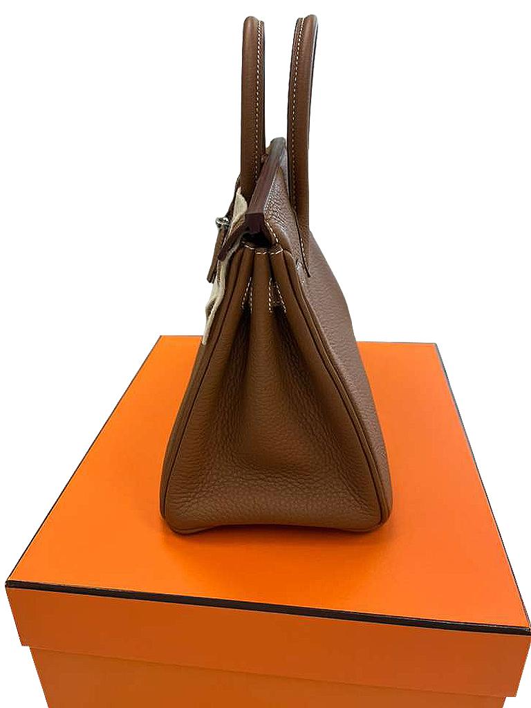 Hermes Birkin 25 Gold Togo Leather Palladium Hardware Handbag For Sale 12