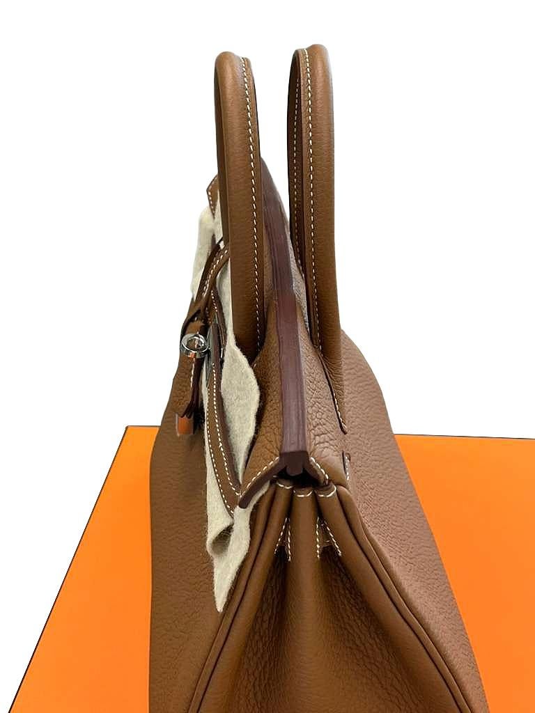 Hermes Birkin 25 Gold Togo Leather Palladium Hardware Handbag For Sale 13