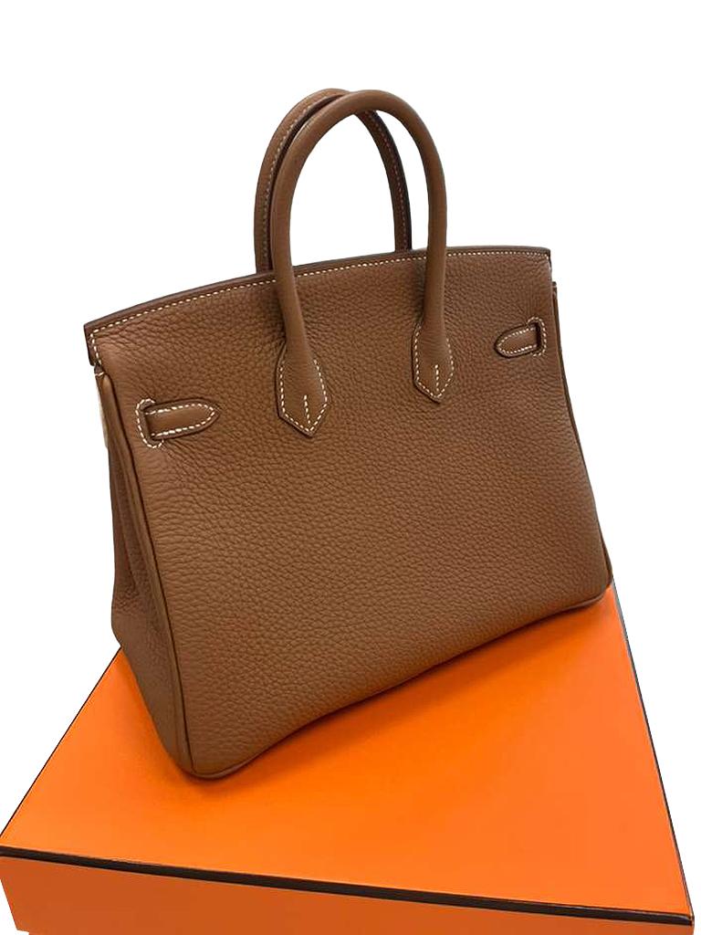 Hermes Birkin 25 Gold Togo Leather Palladium Hardware Handbag For Sale 14