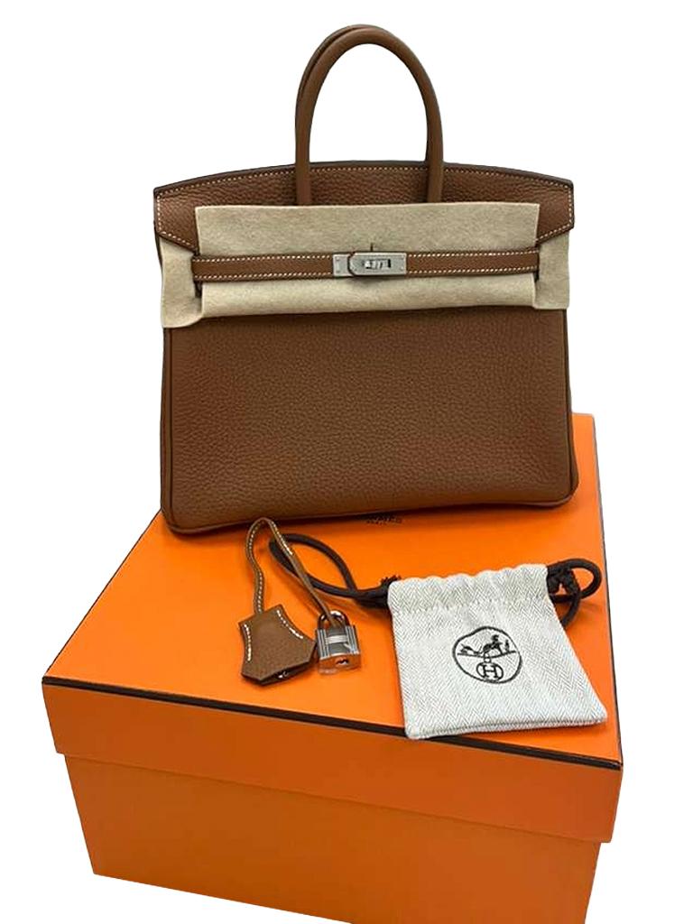 Women's Hermes Birkin 25 Gold Togo Leather Palladium Hardware Handbag For Sale