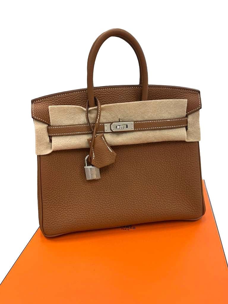 Hermes Birkin 25 Gold Togo Leather Palladium Hardware Handbag For Sale 3