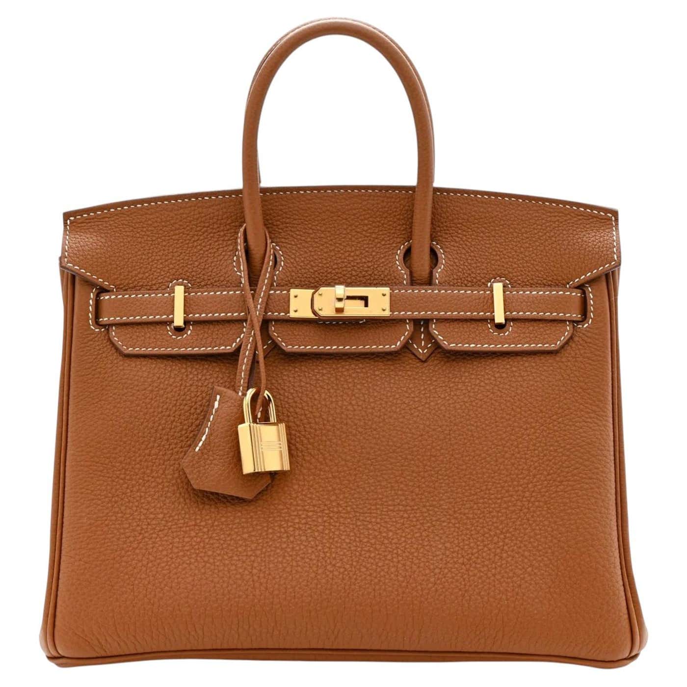 Hermes Birkin 25 Gold Togo leather handbag with gold hardware — Hermès
