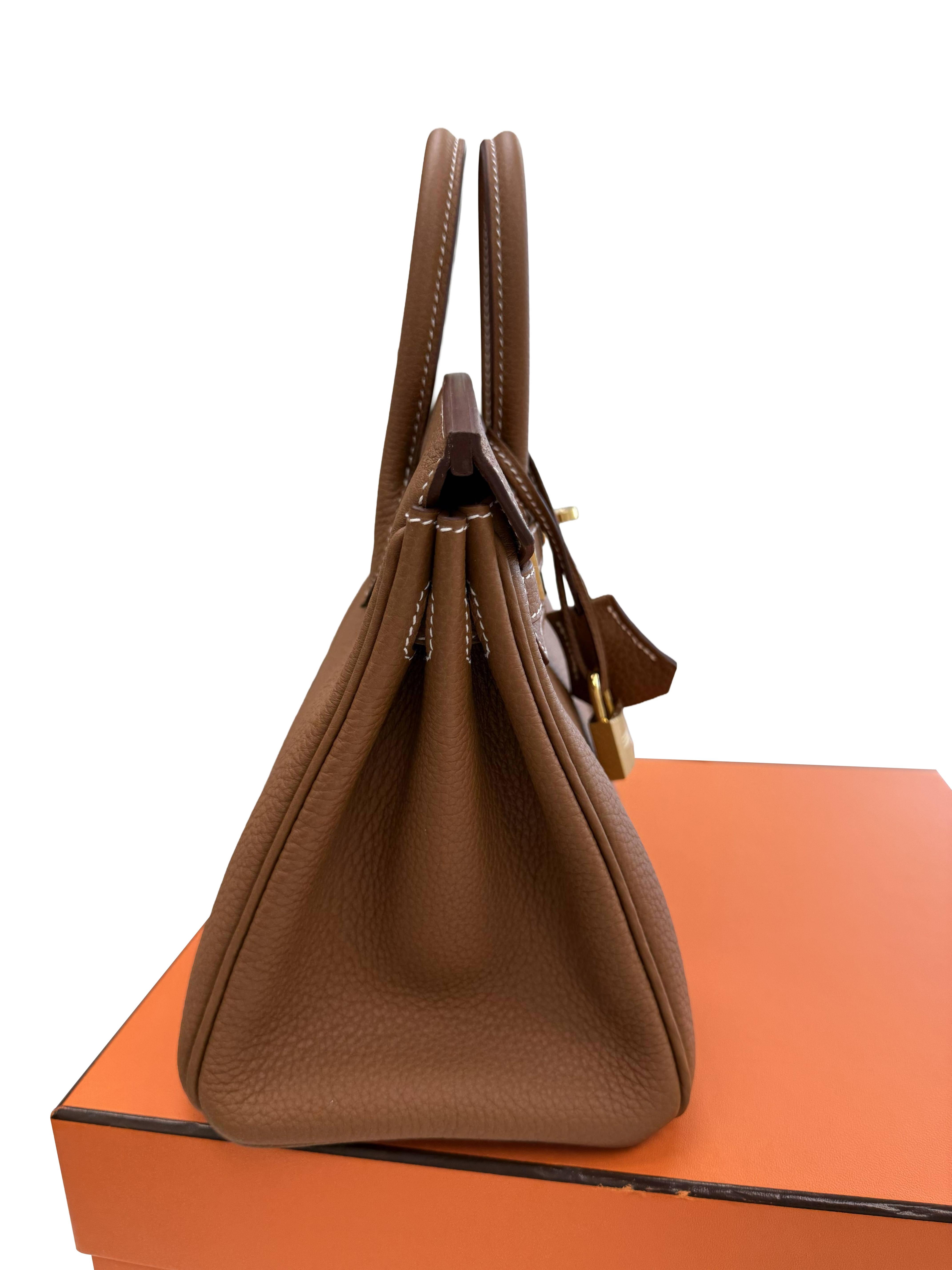 Hermes Birkin 25 Oro Pelle Togo Con Hardware Oro Borsetta in vendita 5