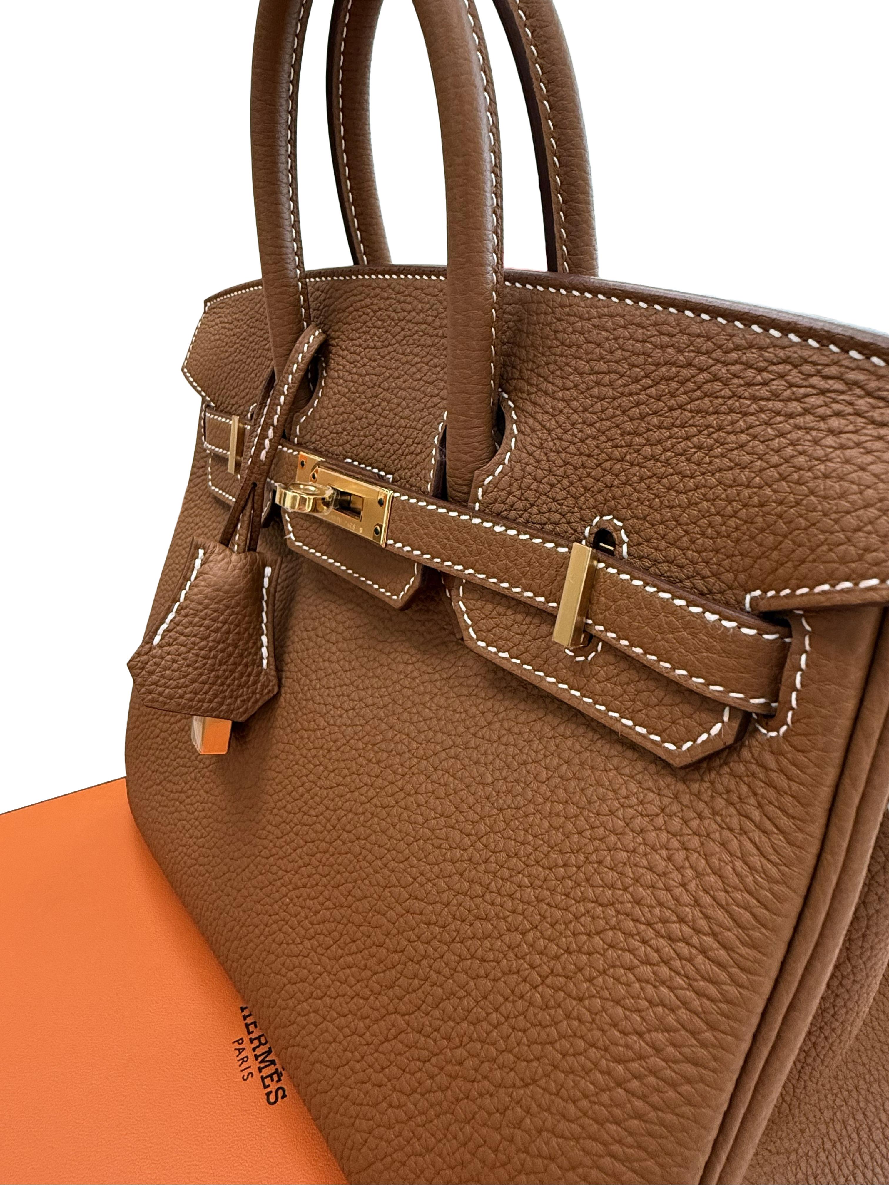 Hermes Birkin 25 Oro Pelle Togo Con Hardware Oro Borsetta in vendita 8
