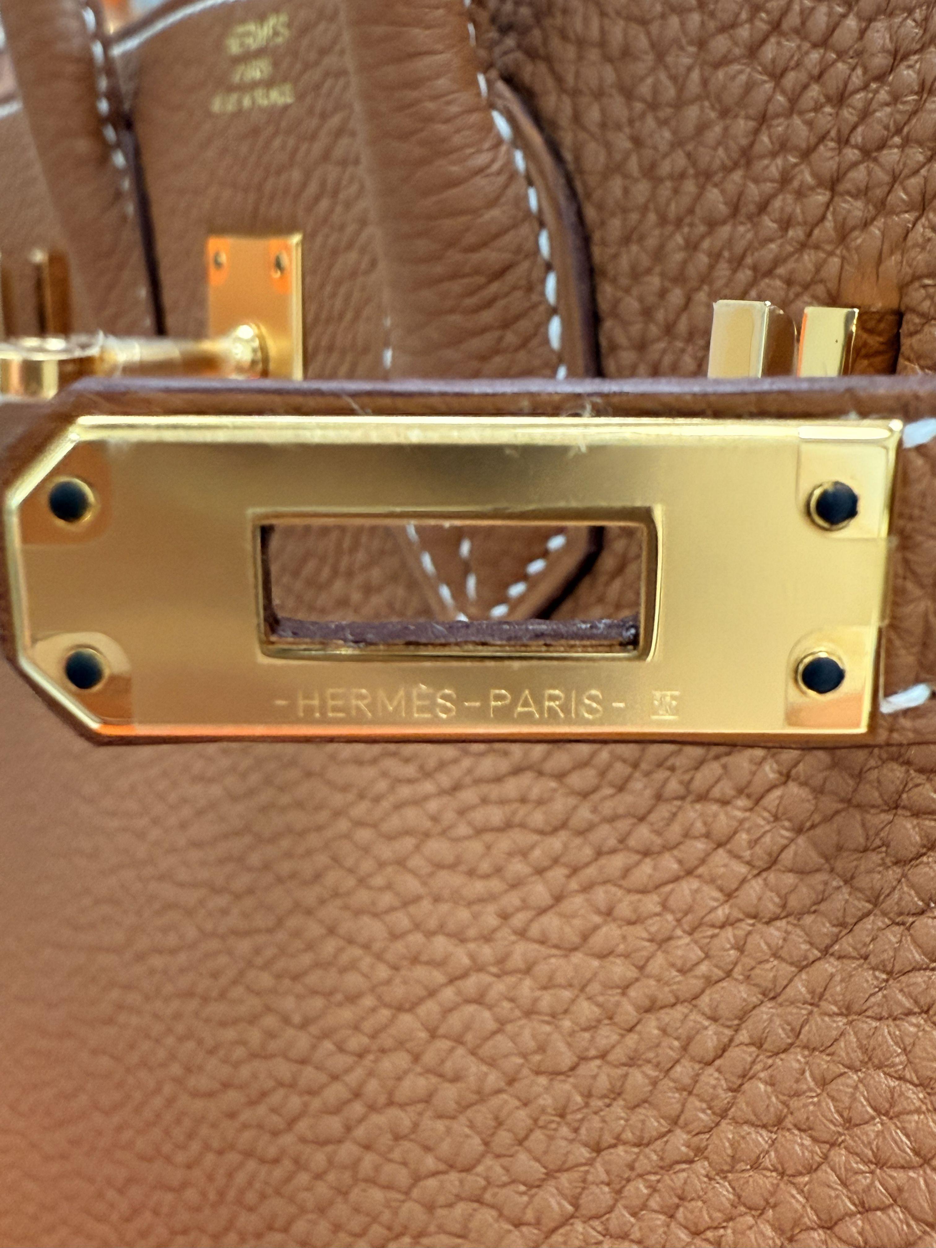 Hermes Birkin 25 Oro Pelle Togo Con Hardware Oro Borsetta in vendita 11