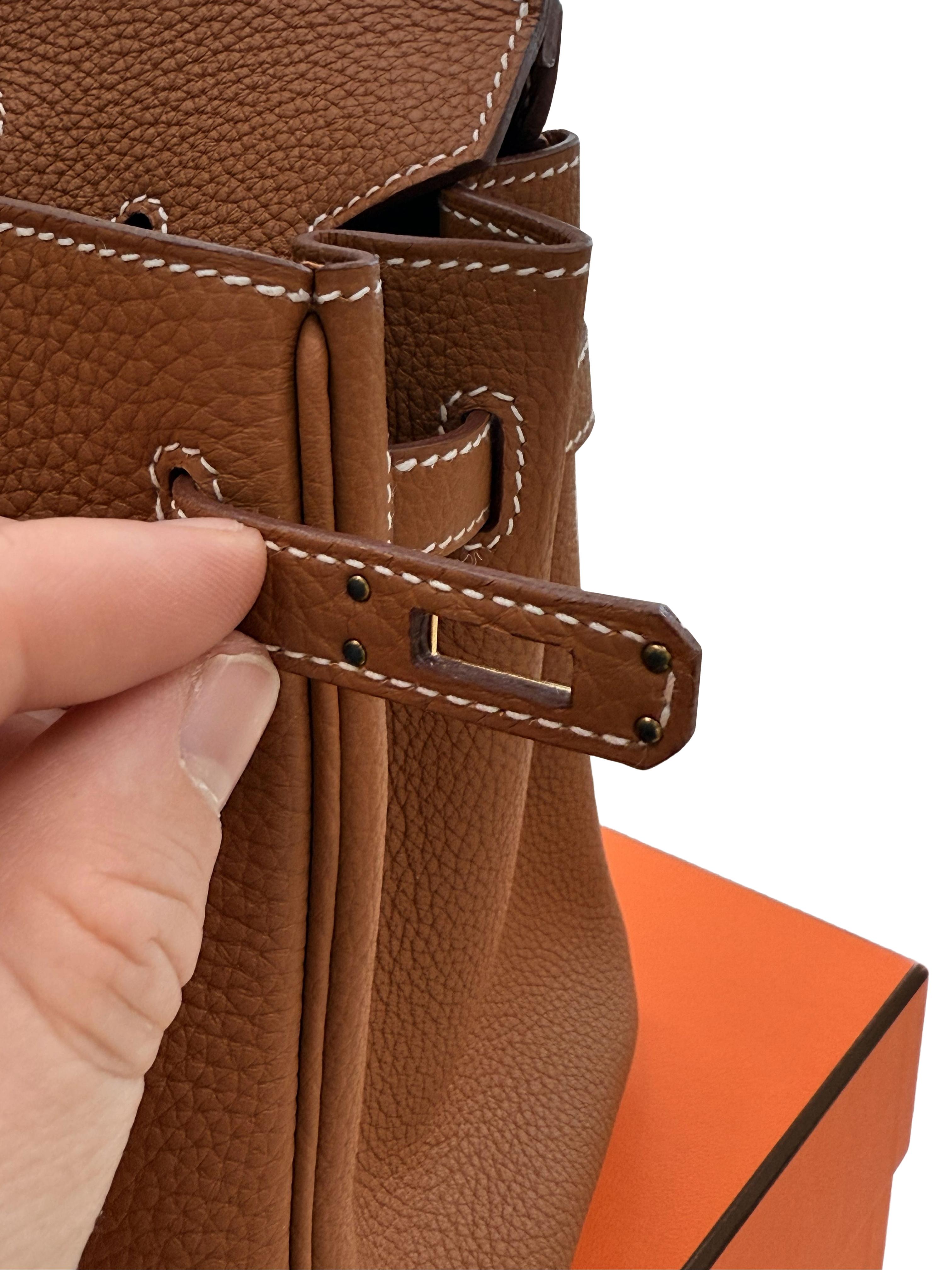 Hermes Birkin 25 Oro Pelle Togo Con Hardware Oro Borsetta in vendita 12