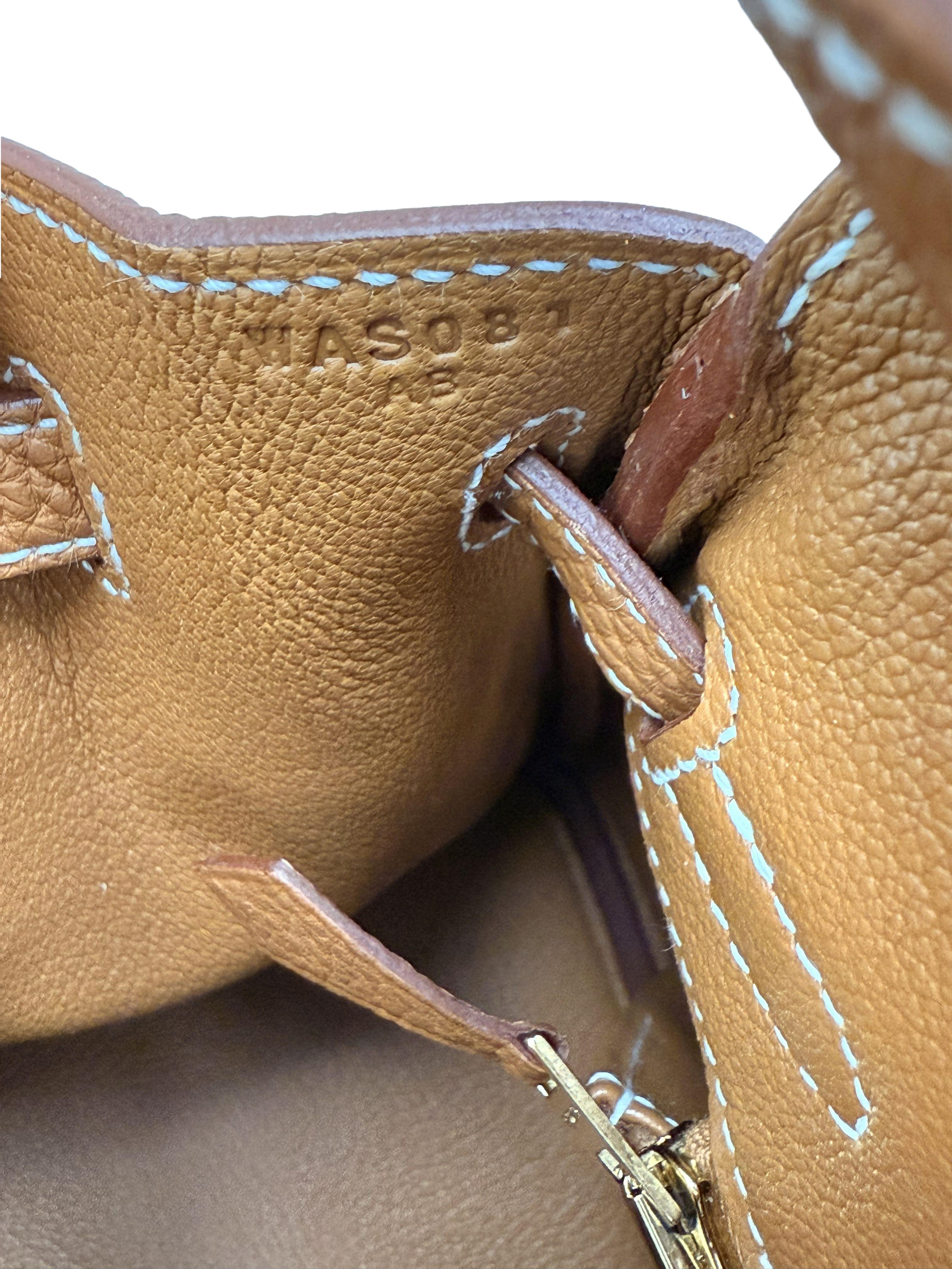 Hermes Birkin 25 Oro Pelle Togo Con Hardware Oro Borsetta in vendita 13