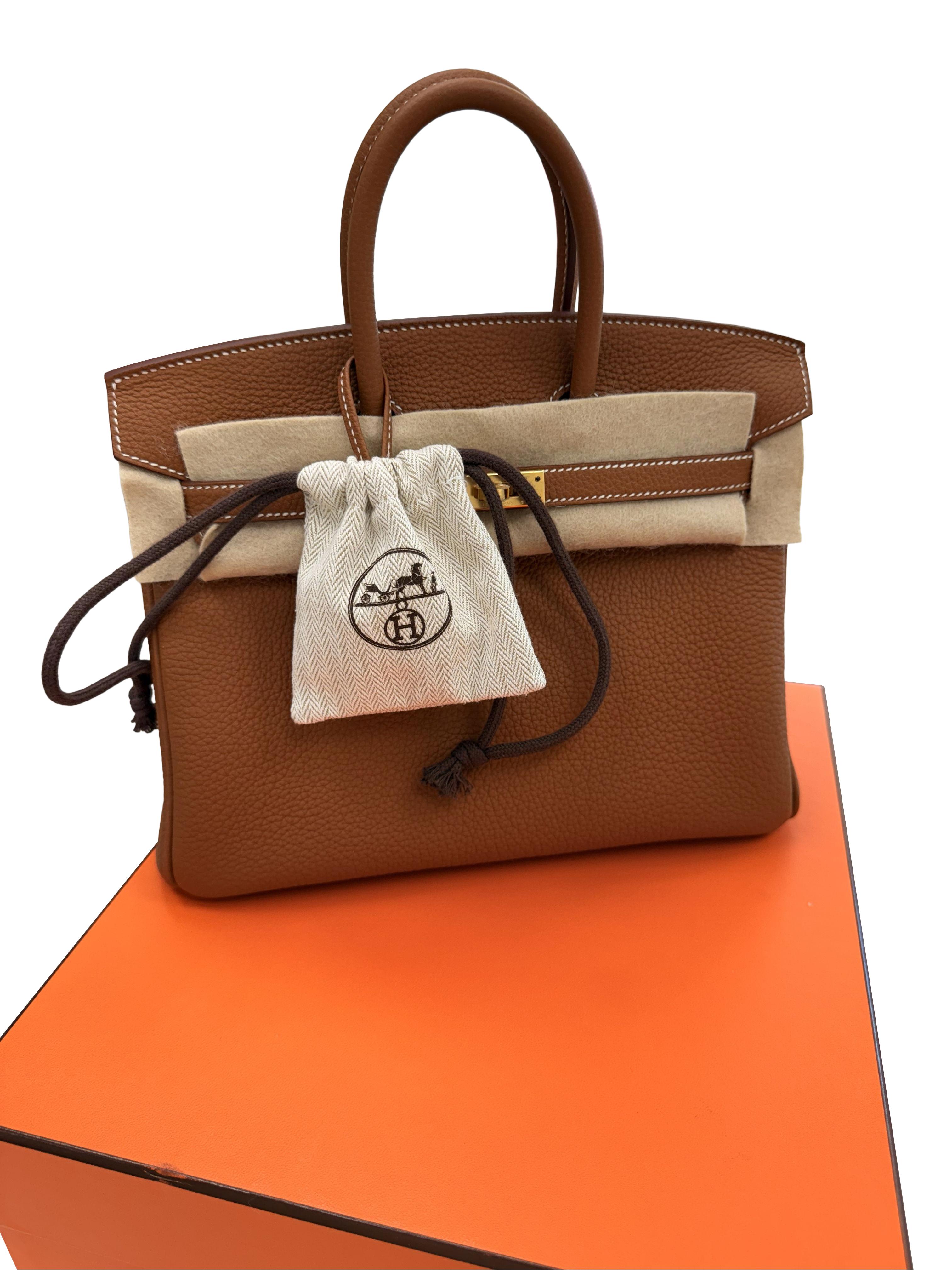 Hermes Birkin 25 Oro Pelle Togo Con Hardware Oro Borsetta In condizioni Nuovo in vendita a Aventura, FL
