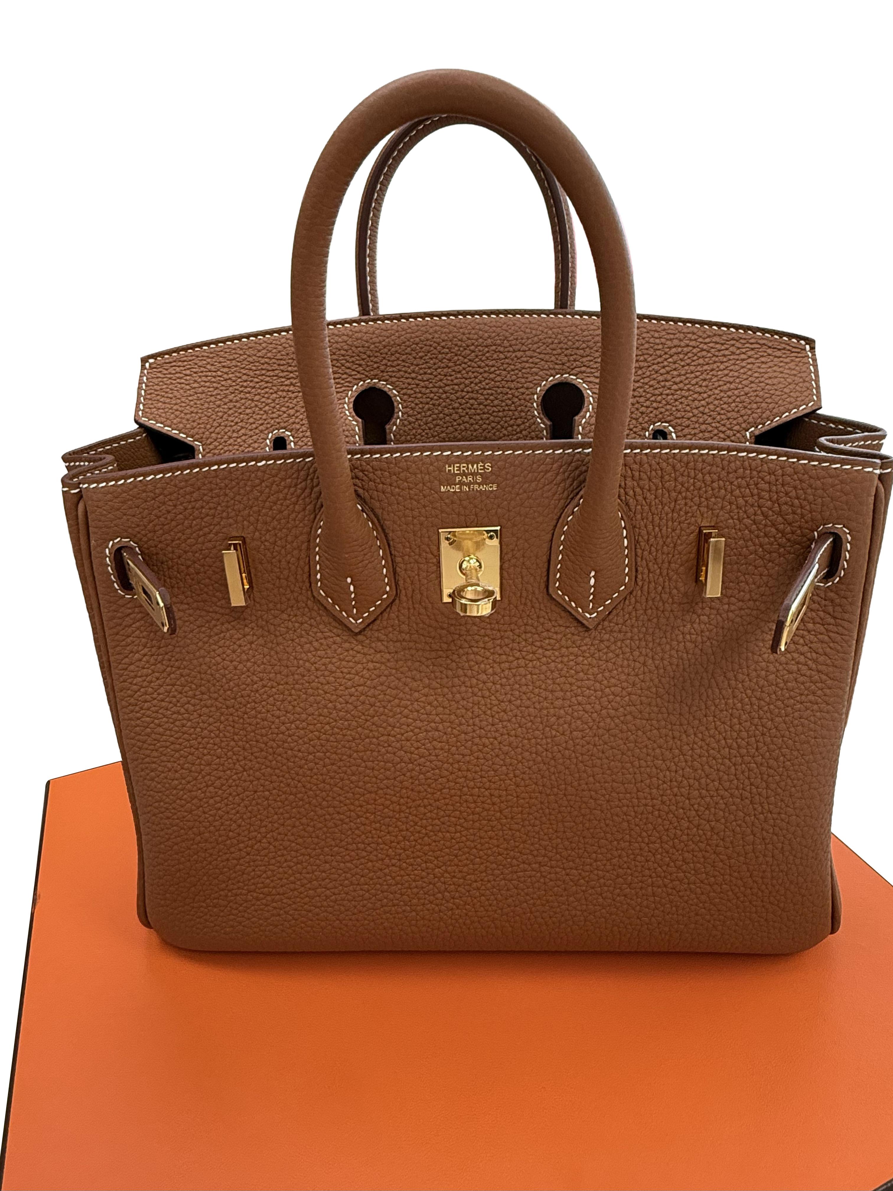 Hermes Birkin 25 Oro Pelle Togo Con Hardware Oro Borsetta in vendita 1
