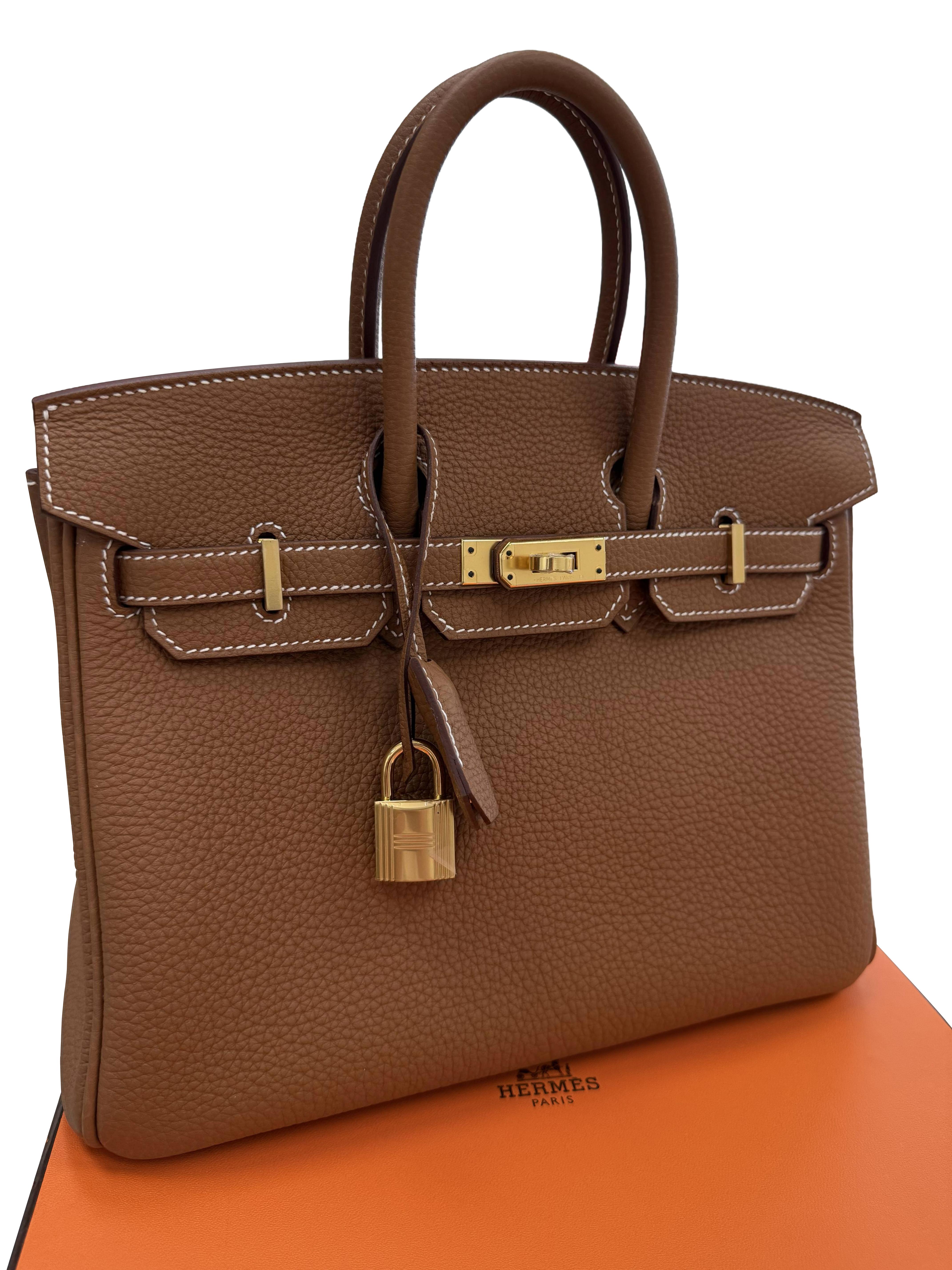 Hermes Birkin 25 Oro Pelle Togo Con Hardware Oro Borsetta in vendita 2