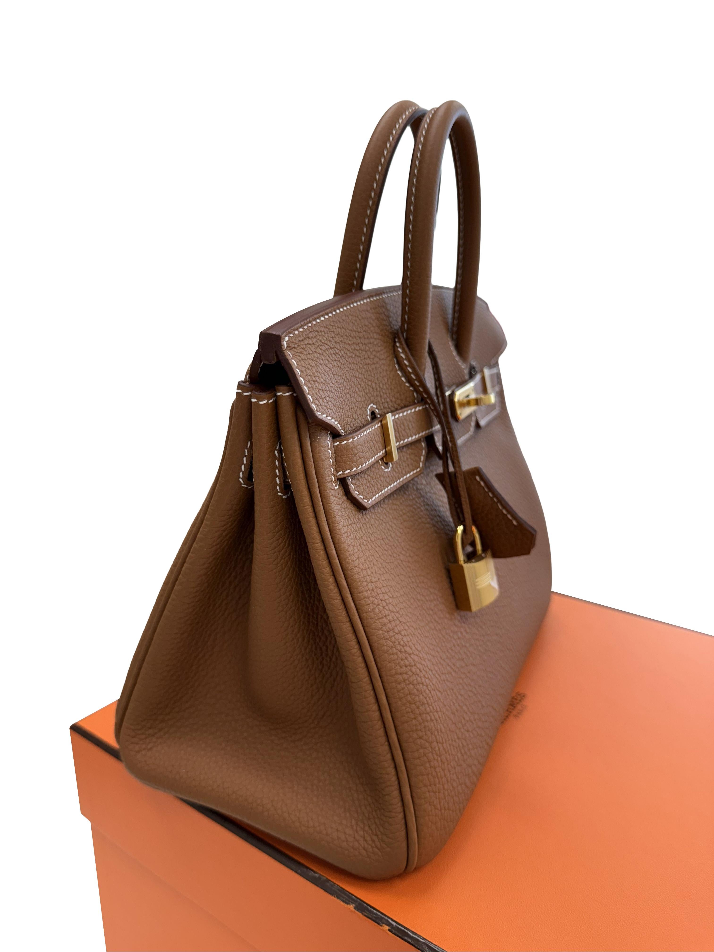 Hermes Birkin 25 Oro Pelle Togo Con Hardware Oro Borsetta in vendita 4