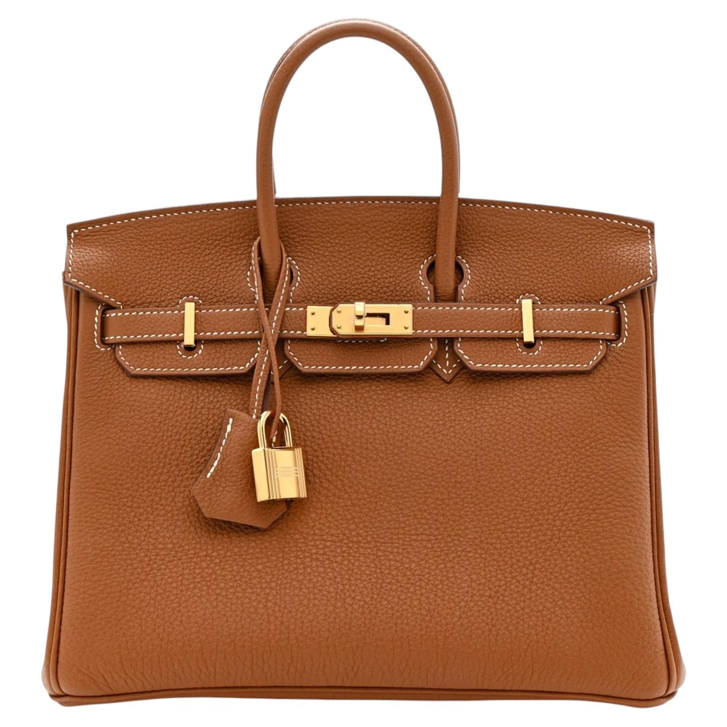 Hermes Birkin 25 Gold Togo Leather With Gold Hardware Handbag