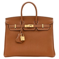 Hermes Birkin 25 Gold Togo Leder mit Gold Hardware Handtasche
