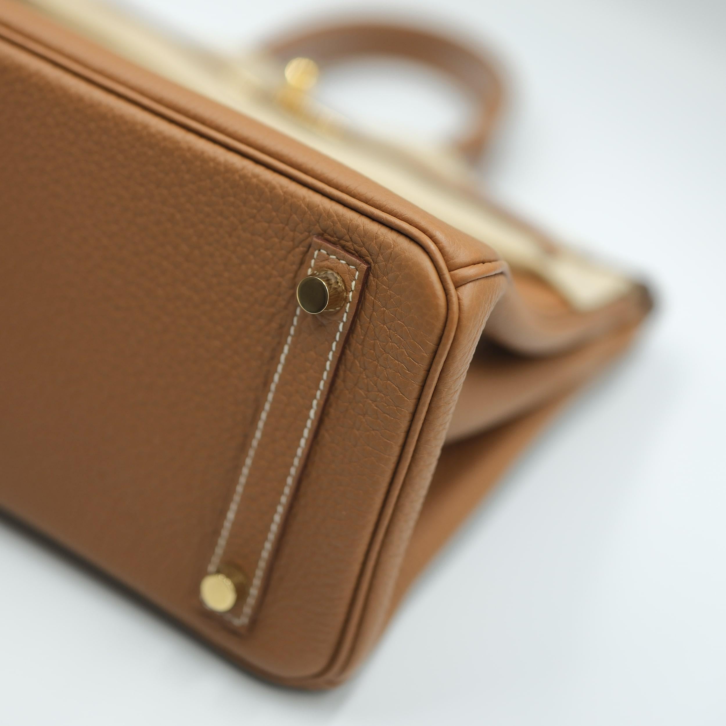 Hermes Birkin 25 Gold Togo, avec quincaillerie en or en vente 1