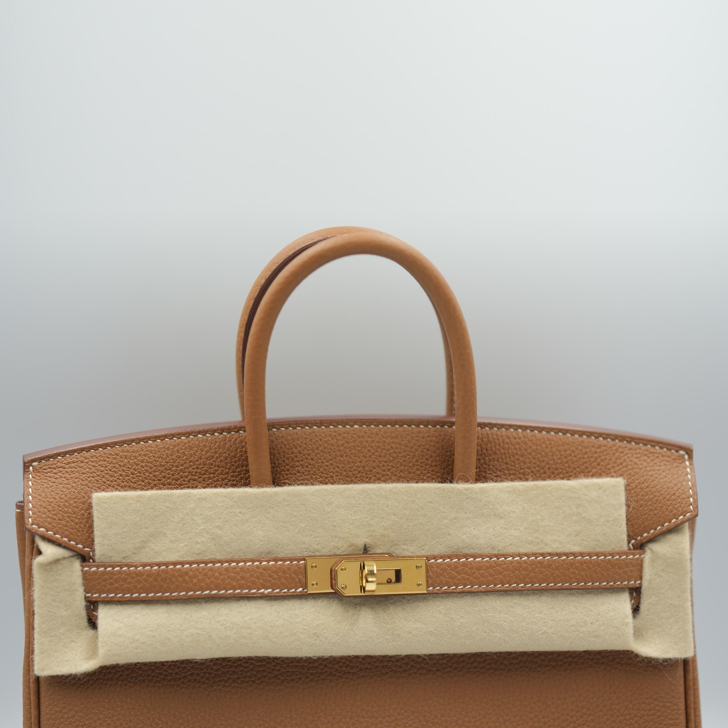 Hermes Birkin 25 Gold Togo, avec quincaillerie en or en vente 2