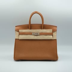 Hermes Birkin 25 Gold Togo with Palladium Hardware