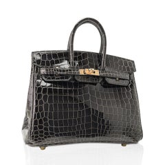 Hermes Birkin 25 Graphit Krokodil Tasche mit Palladium Hardware