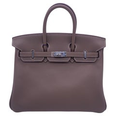 Hermes Birkin 25 Gray Swift Leather Silver Hardware T Stamp 2015